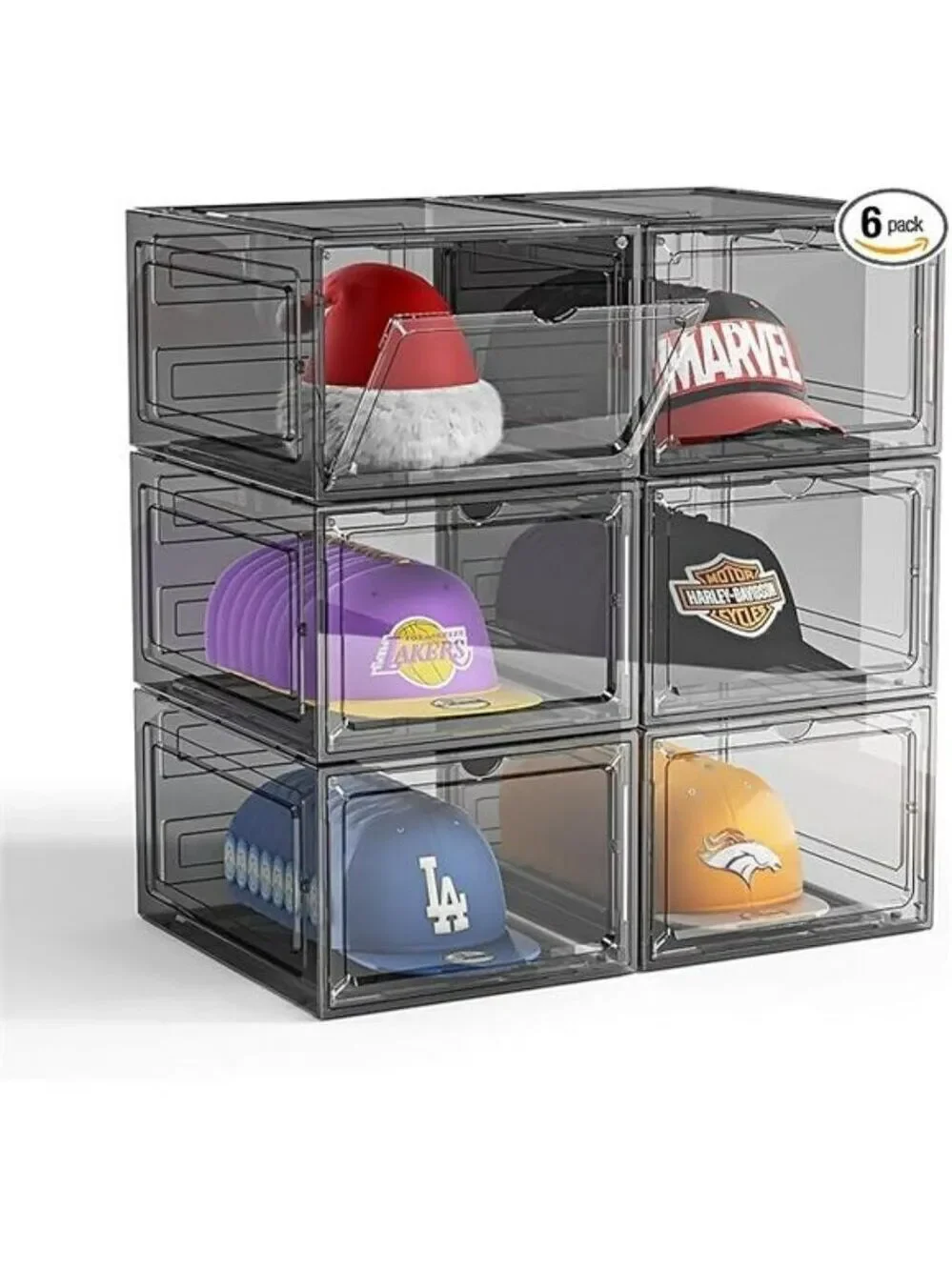 Clear Stackable Hat Organizer Box Set Baseball Cap Display Storage Case